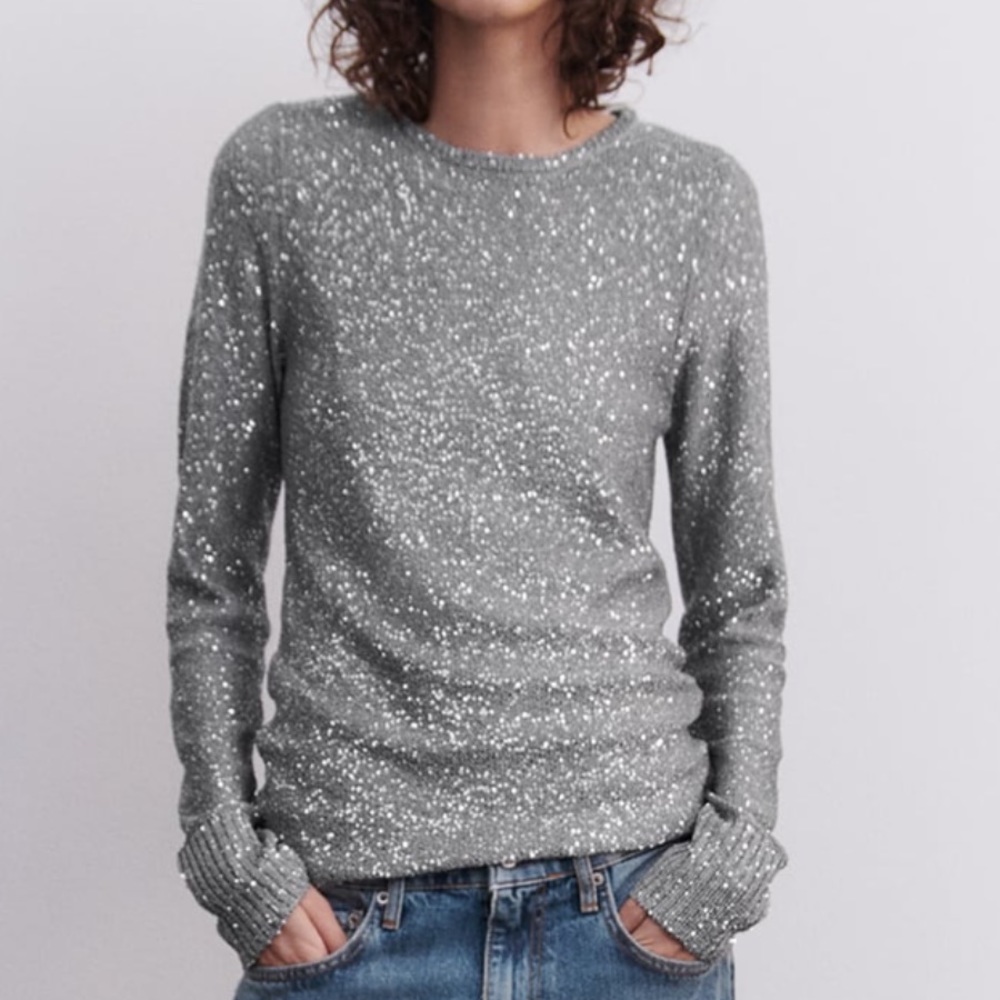 Zara sequin silver top